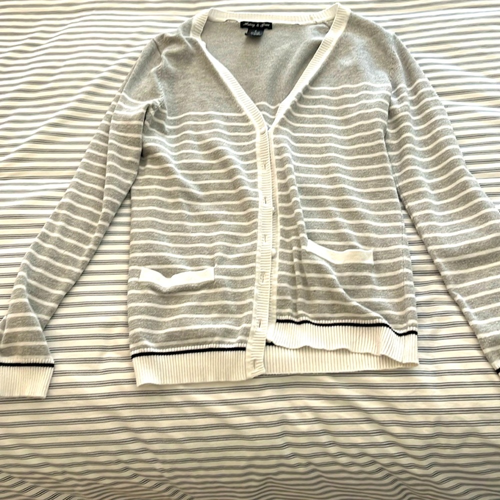 Gray and White Cardigan